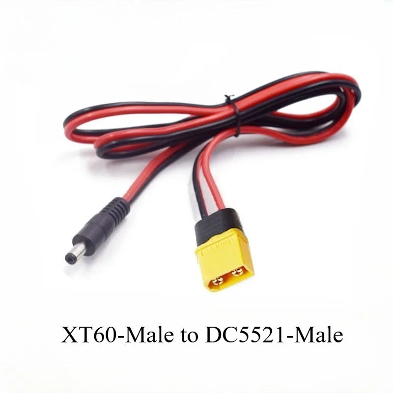 XT60 To DC 5521/5525mm Power Conversion Cable 12AWG Heavy‑Duty Connector Wire For Solar Panel Outdoor Charging & Power Supply Quake XT60-M to DC5521-M 12AWG 0.5M