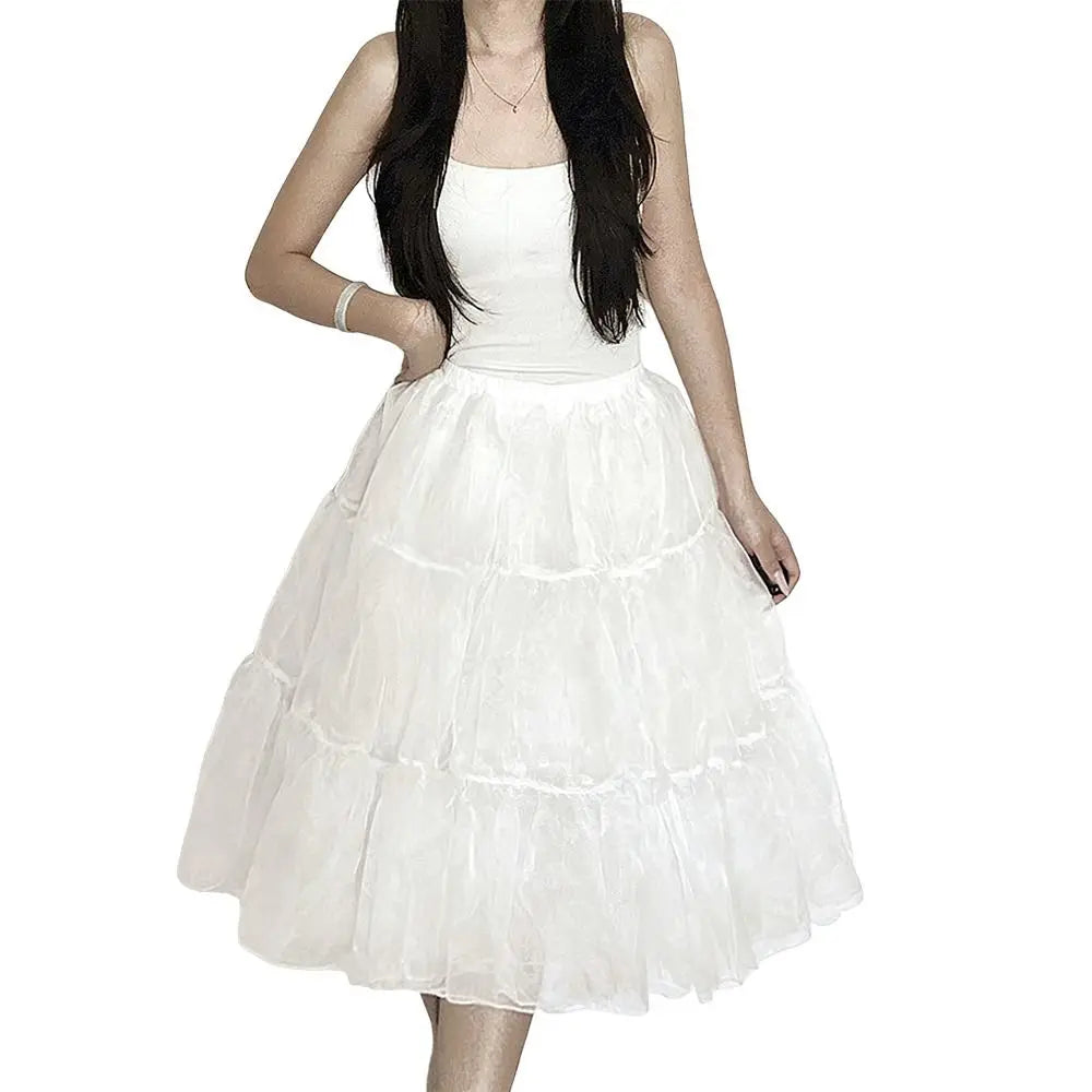 Fashion Lolita Petticoat White Cosplay Ball Gown Petticoats Breathable Without Hoop Crinoline Skirt Party Dress Quake