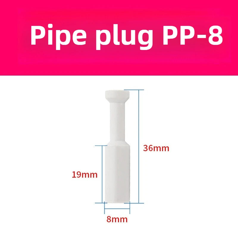 3/5 Pcs PP Pneumatic Connector Quick Plug Plastic Plug Pipe Plug PP 4mm 6mm 8mm 10mm 12mm 14mm 16MM Air Hose Sealing Connector Quake White PP8 3PCS