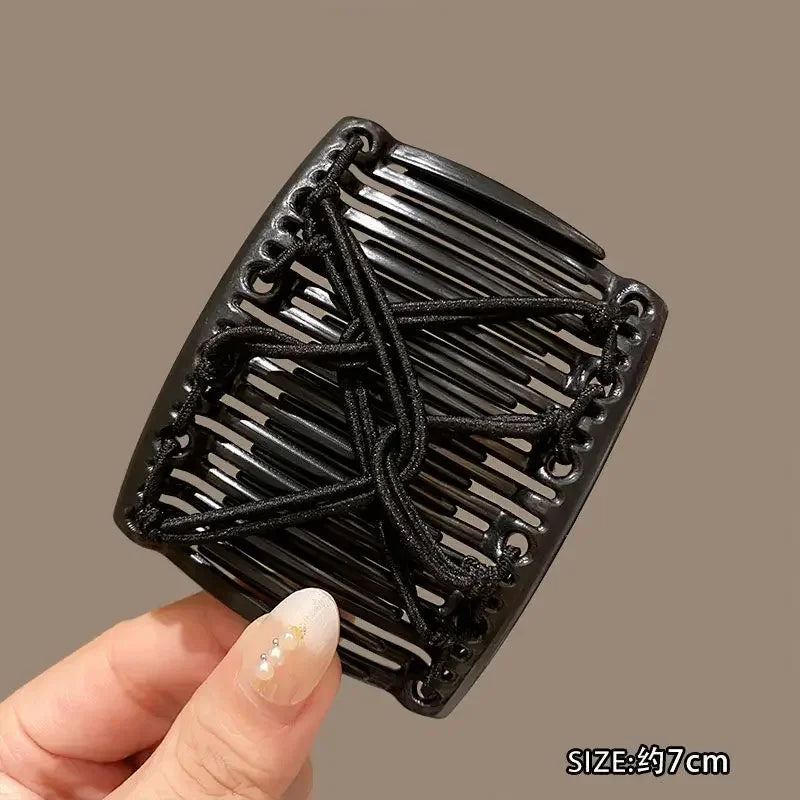 Upgrade Hair Comb Clip Lazy Hair Styling Clips Braiders Flexible Stretchable Double Side Insert Combs Hairpins Hair Accessories Quake black small