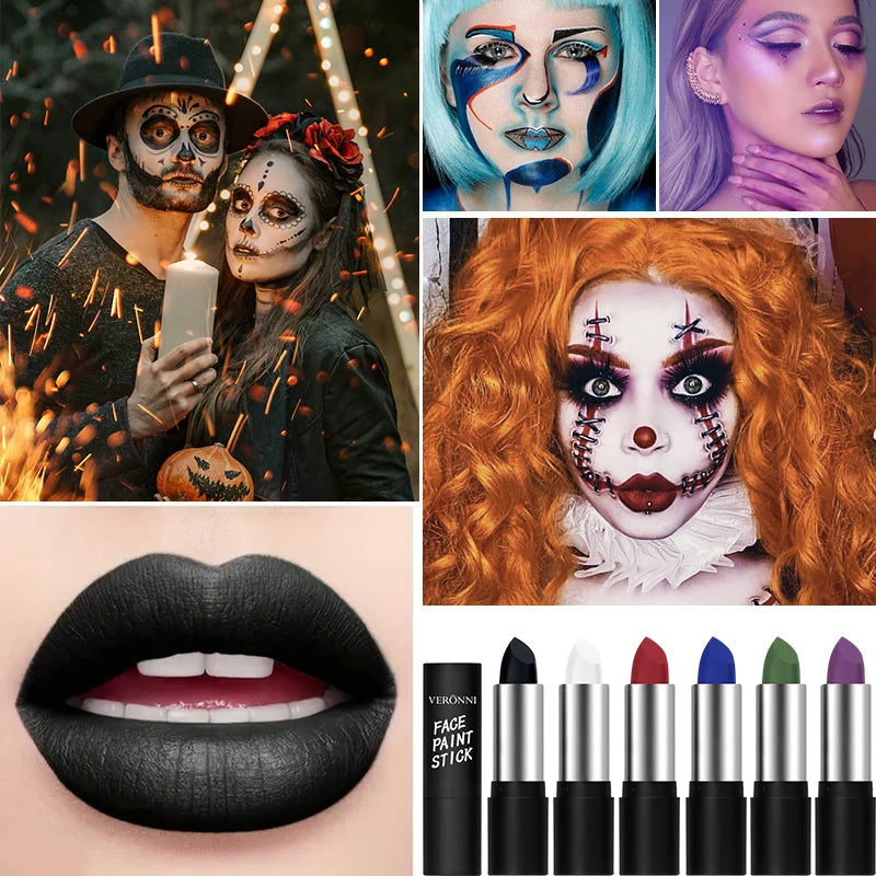 6 Colors Face Body Paint Stick Cream Eyeblack Tube Body Painting Blendable Sticks For Halloween Cosplay Joker Face Paint Makeup Quake