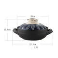 Japanese Ceramic Casserole Stew Pot Household Cooking Gas Retro Flower Pattern Soup Pots High Temperature Resistant Cooking Pot Quake X1241 1.5L