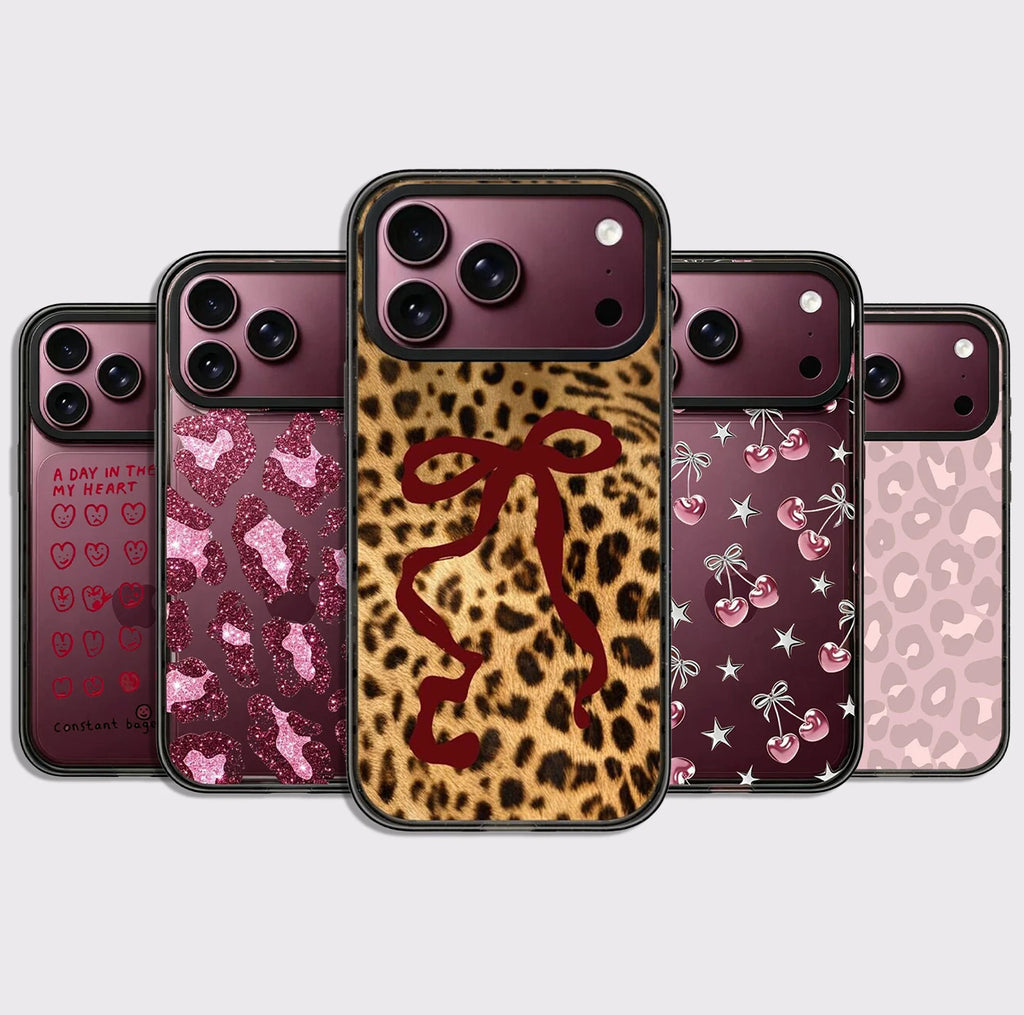 Red Ribbon Leopard Pattern Impact Magnetic Phone Case Cover for IPhone 14 15 16 17 18 Pro Max Case Quake