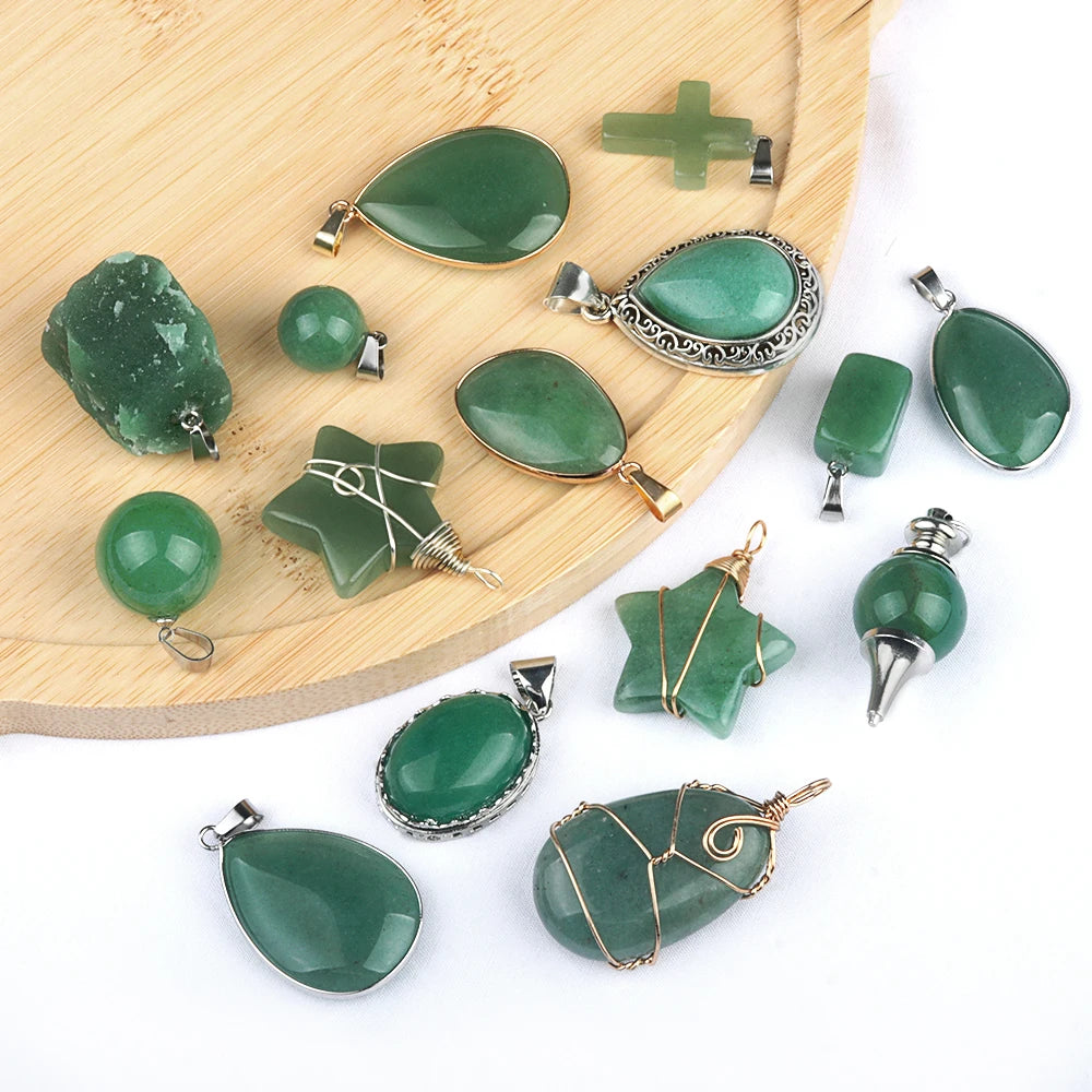 Green Aventurine Pendant Natural Stone Irregular Pendant Charms For Jewelry Making DIY Necklace Bracelet Accessory Quake