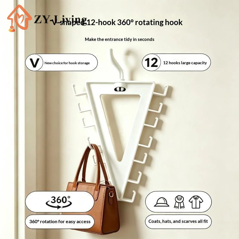 1/2 PCS V Shaped Space Saving Hanger 12 Hooks Clothes Organizer Vertical Closet Storage Rack for Bedroom Wardrobe Hat Belt Scarf Quake