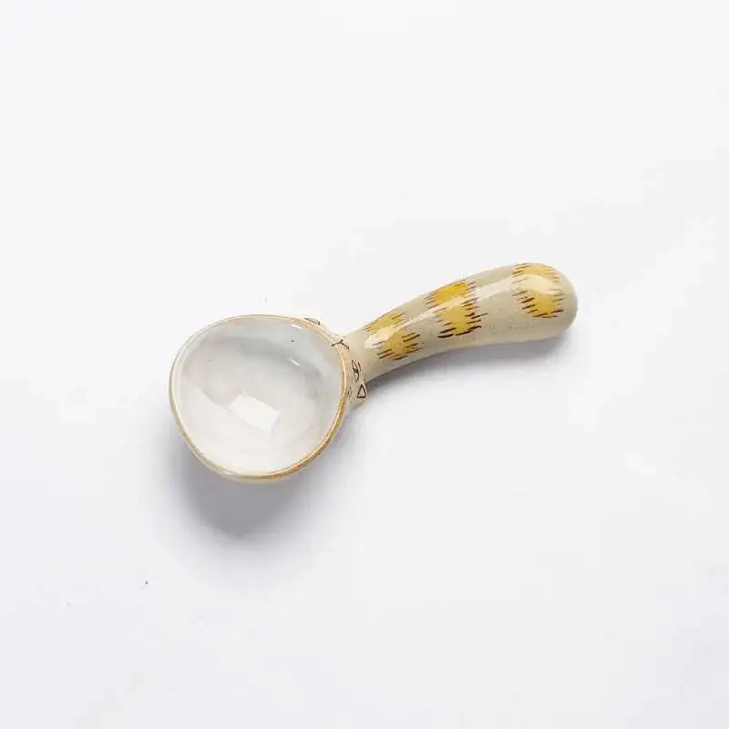 Handmade Rustic Ceramic Spoon With Short Handle, Cute Animal Design, Ice Cream Spoon Kitchen Tablewear Quake Kitten Spoon