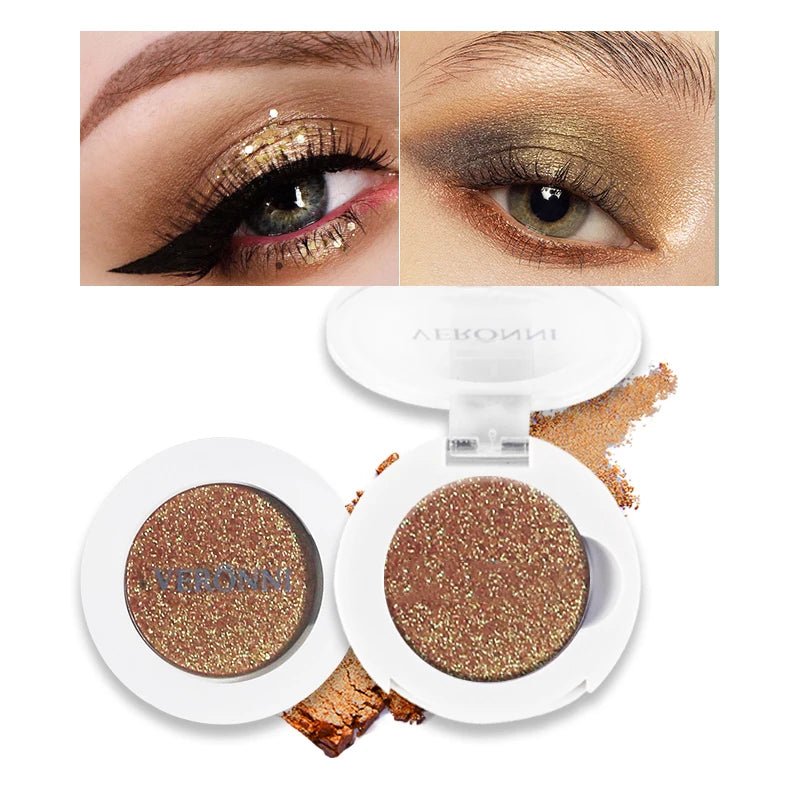 Monochrome Fashion Shimmer Glitter EyeShadow Makeup Pigment Pearlescent Brightening High Light Powder Eyeshadow Lasting Cosmetic Quake E122
