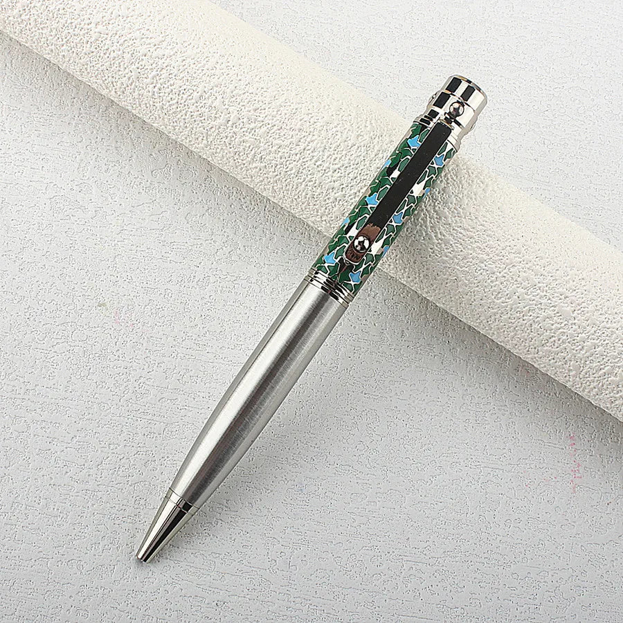 Luxury Business Blue Big Size Metal Rollerball Pen / Ballpoint Pen Silver Clip Blue Ink for Writing Office Writing Gift Pen Quake 3013-1