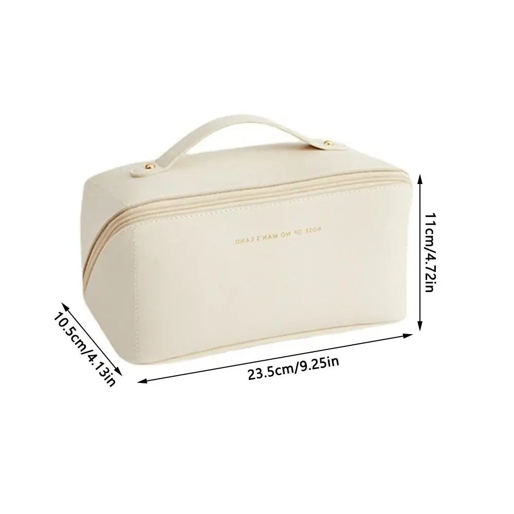 Portable Large Capacity Makeup Travel Cosmetic Bag Organizer with Brushes Slots Dividers Multifunction Storage Case Quake