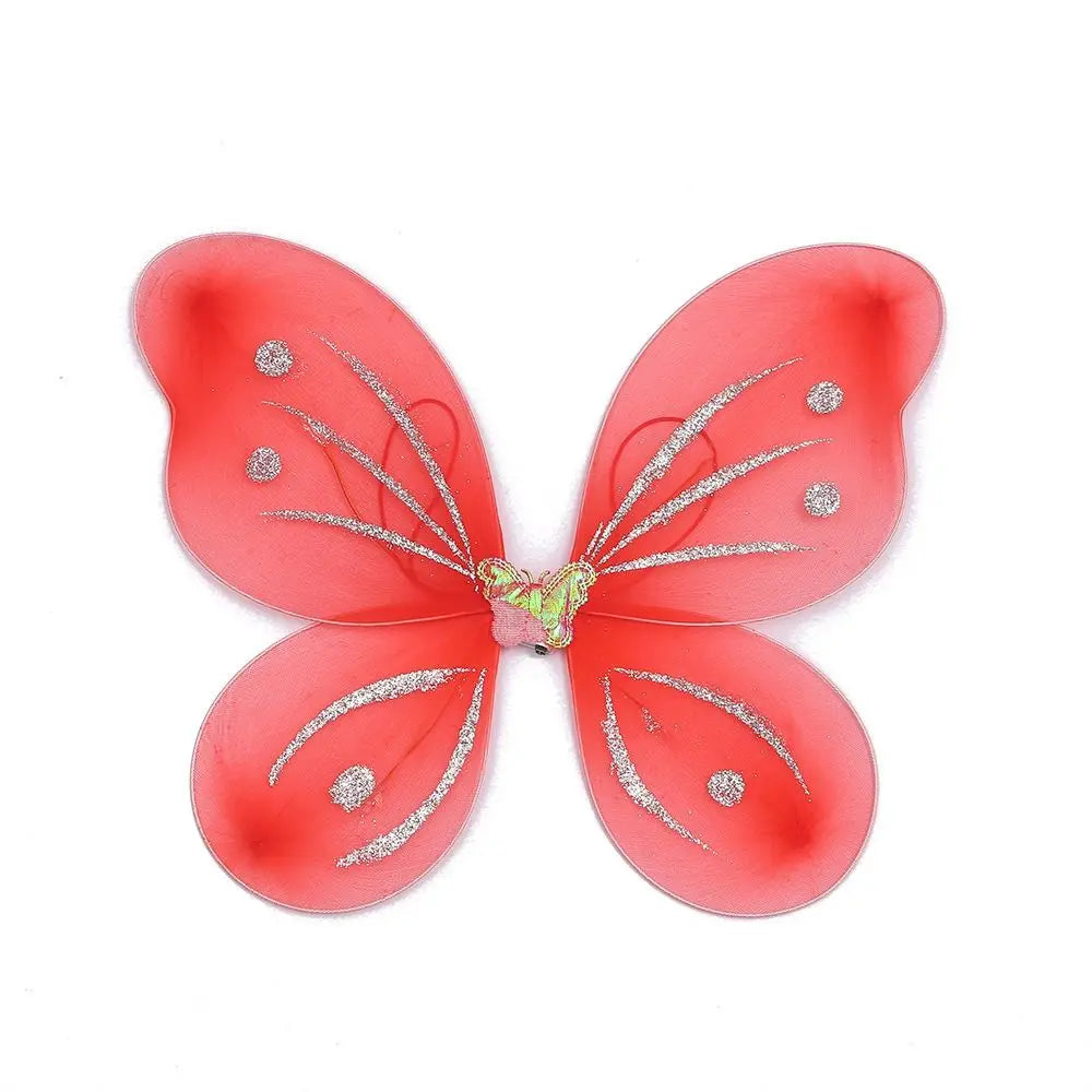 3Pcs/Set Kids Headband Wings Wand Girls Summer Photography Outfit Children Yellow Green Purple Pink Fairy Tale Props Quake Style 1-only wings
