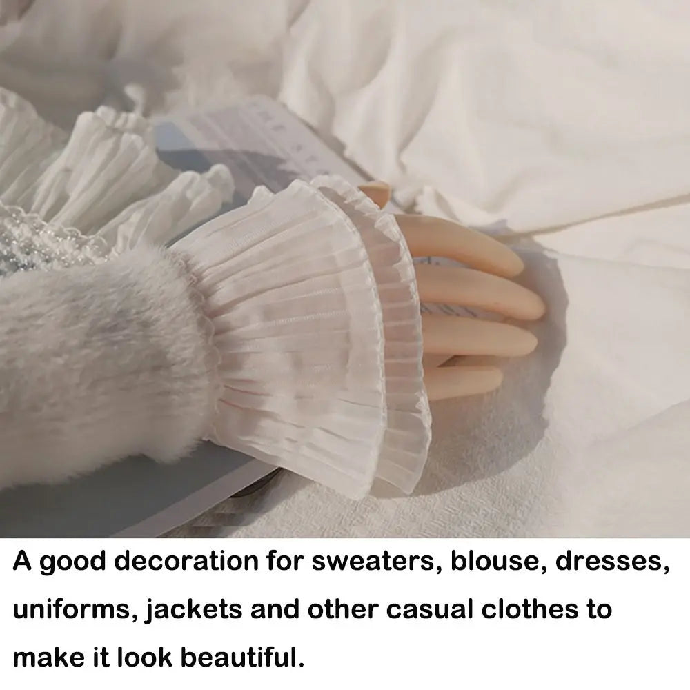 1Pair Spring Autumn Scar Cover Arm Cover Gloves Fake Sleeve Ruffles Elbow Sleeve Lace Cuffs Detachable Sleeve Cuffs Quake