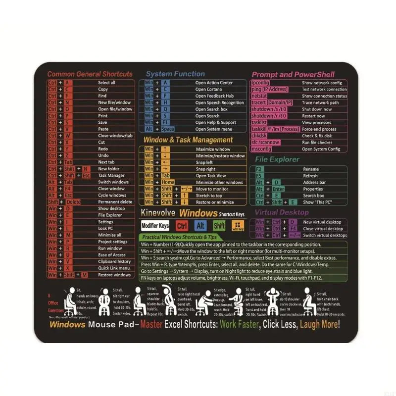 Excels Shortcut Mouse Pad 11.8x9.8Inch NonSlip Rubber Base Textured Surfaces With Stitched Edges For Office K1KF Quake 1 China Mainland