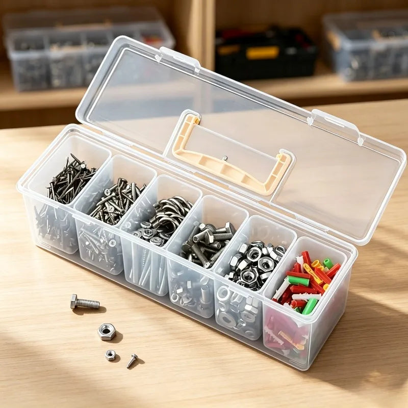 Home Hardware Parts Storage Box Transparent Divider Design Screw Accessory Sorting Portable Small Component Tool Container Quake
