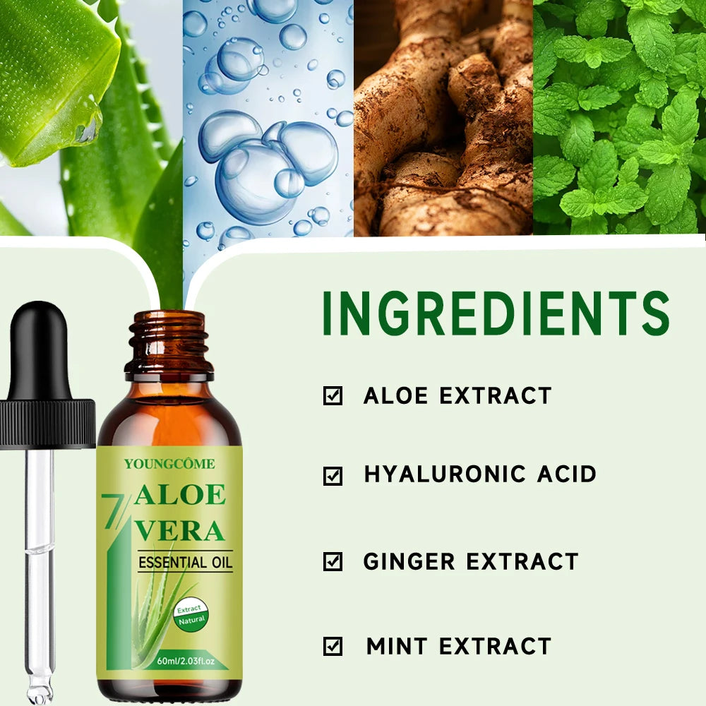 YOUNGCOME Aloe vera essential oil Anti Aging Firming Skin Face Moisturizing Relaxing Massage Oil Hair Repair Skin Care Body Oil Quake