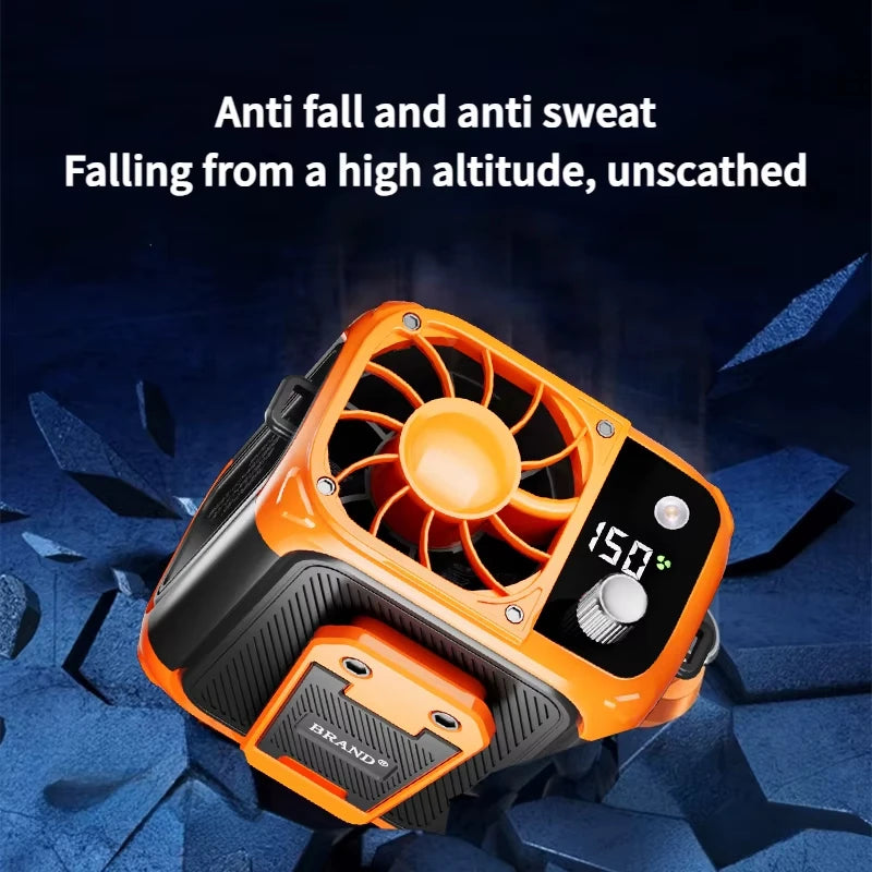 Mini high-speed waist fan, bladeless USB hanging neck fan, outdoor multifunctional mobile power lighting digital display fan Quake