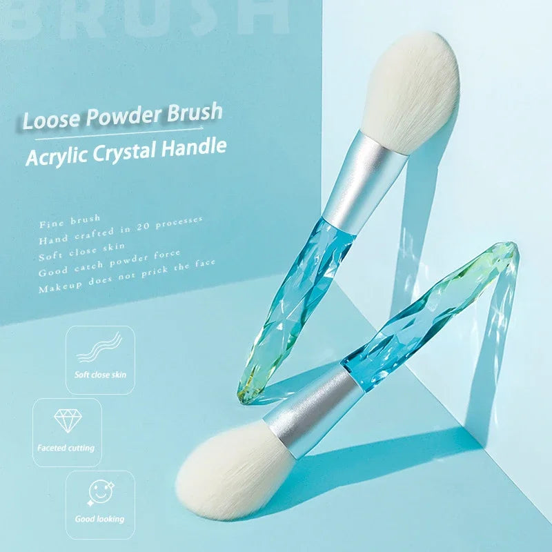 Powder Makeup Brush PVC Crystal Handle Wool Fiber Hairs Full Coverage Face Powder Brushes Beauty Cosmetic Brush For Women Quake