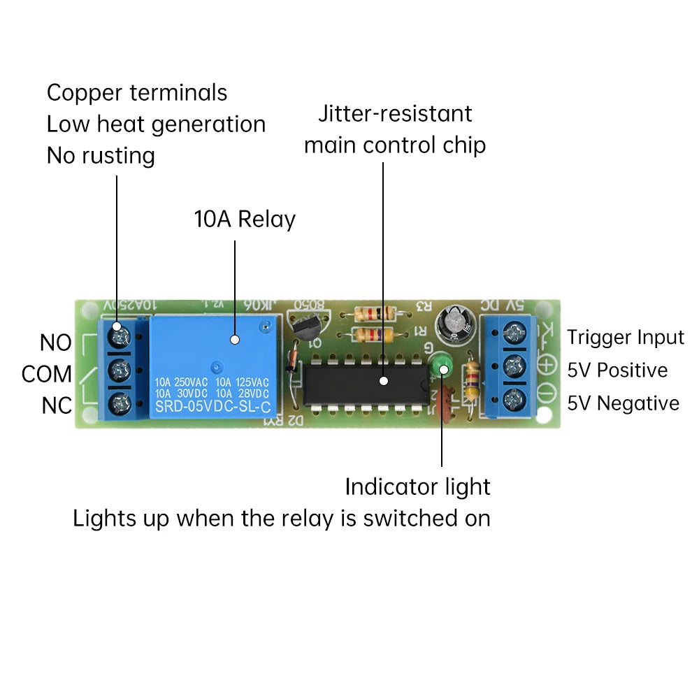DC 5V Flip-Flop Latch Relay Module 1 Channel Bistable Self-locking Switch High Level Trigger Board Quake