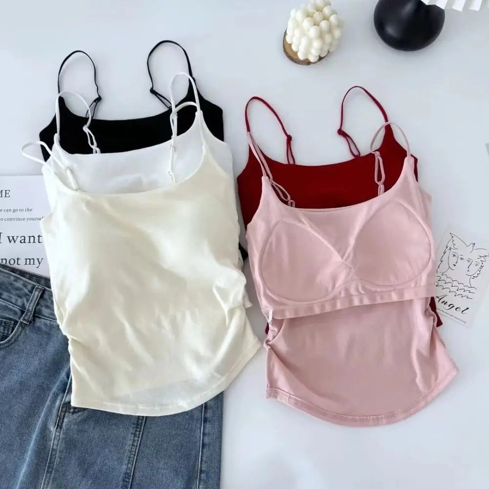 Sweet Sleeveless Suspender Vest Slim With Padded Cups Camisole Underwear Short Vest Sports Activities Quake