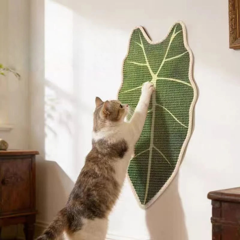 1PC Natural Sisal Leaf Shaped Cat Scratcher Wall Mountable Durable Cat Toy for Cats Grinding Claws No Scraps Falling Quake