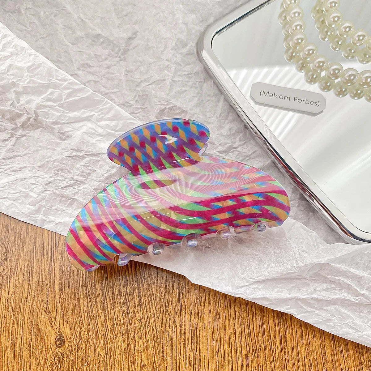 Vintage Floral Hair Claw Women Girls Temperament Elegant Shark Clip Hair Crab Clip Colorful Ponytail Clip Hair Style Accessories Quake xc 8.5CM