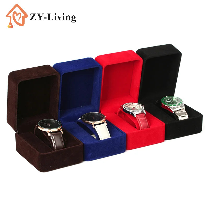 1Pcs Watch Box Fashion Velvet Round Corner Smartwatch Clock Storage Case Jewelry Accessories Business Packaging Boxes Quake