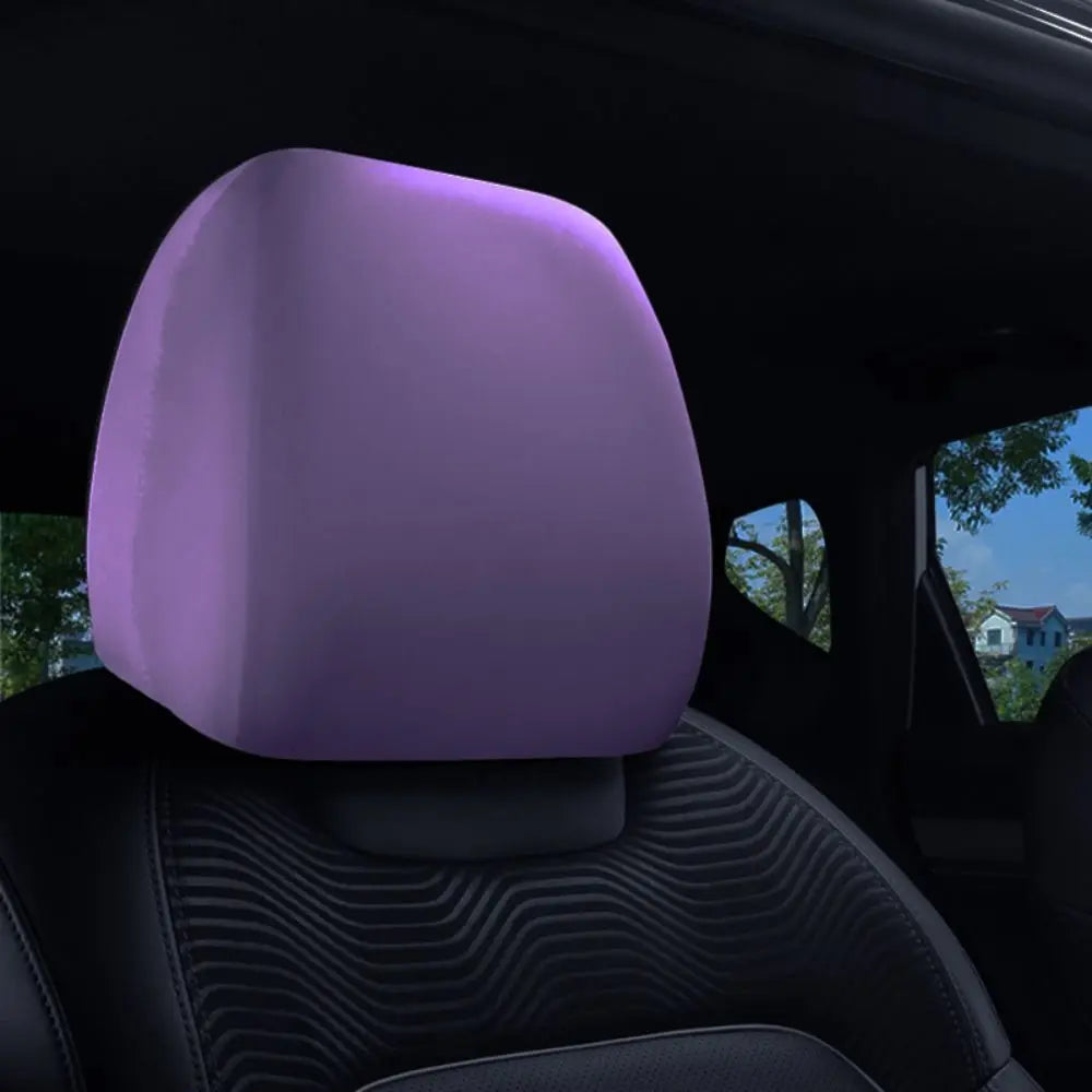 Universal Dirt-proof Car Headrest Cover Non-Slip Practical Seats Cover Elastic Solid Color Car Interior Accessories Quake Purple