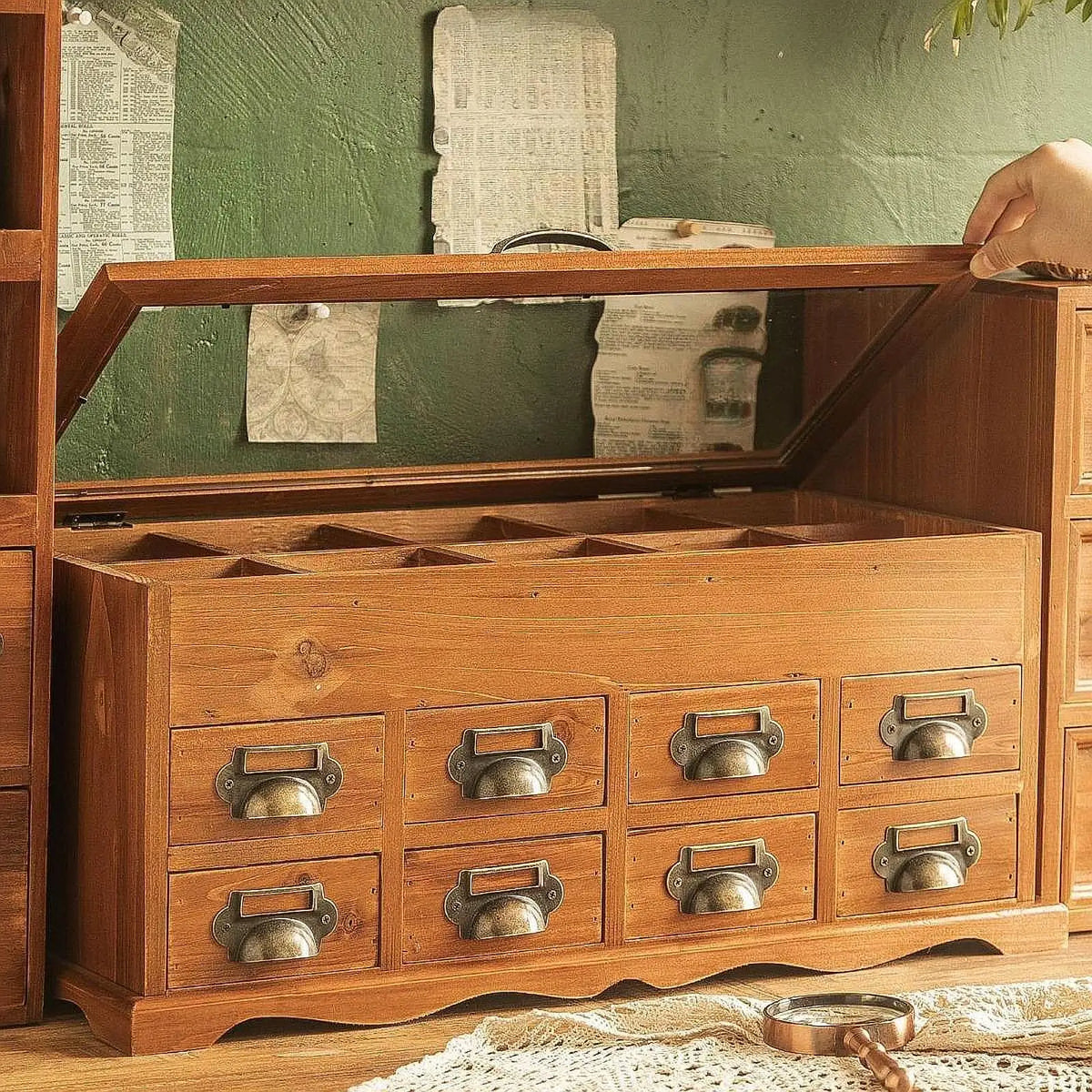 Desktop Storage Drawer Box Storage Container Stationery Supplies Organizers Wood Quake