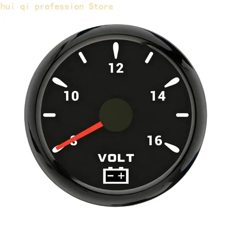 Round Voltmeter Battery Reading Monitor Meter, Analog 85Mm Panel Meter for Boat Motorcycle Trail and Trailer H8WE Quake black border CN