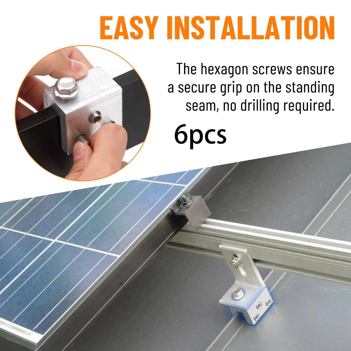 Easy to Install Standing Seam Roof Clamps Metal Roof Bracket Accessory for Solar Panel Mount and Cables Quake