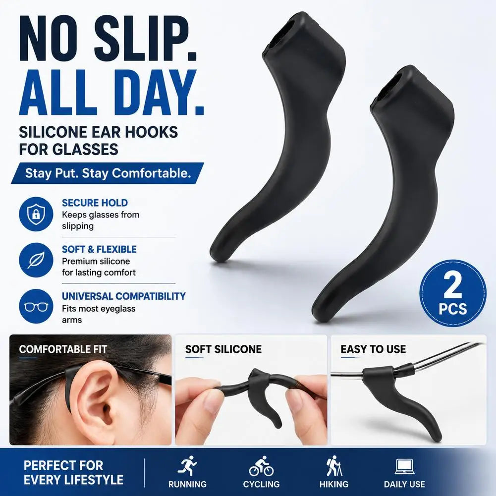 Silicone Anti-Slip Ear Hooks Women Men Antiskid Glasses Leg Ear Sleeve Anti-Fall Eyewear Holder Accessories 1pair Quake