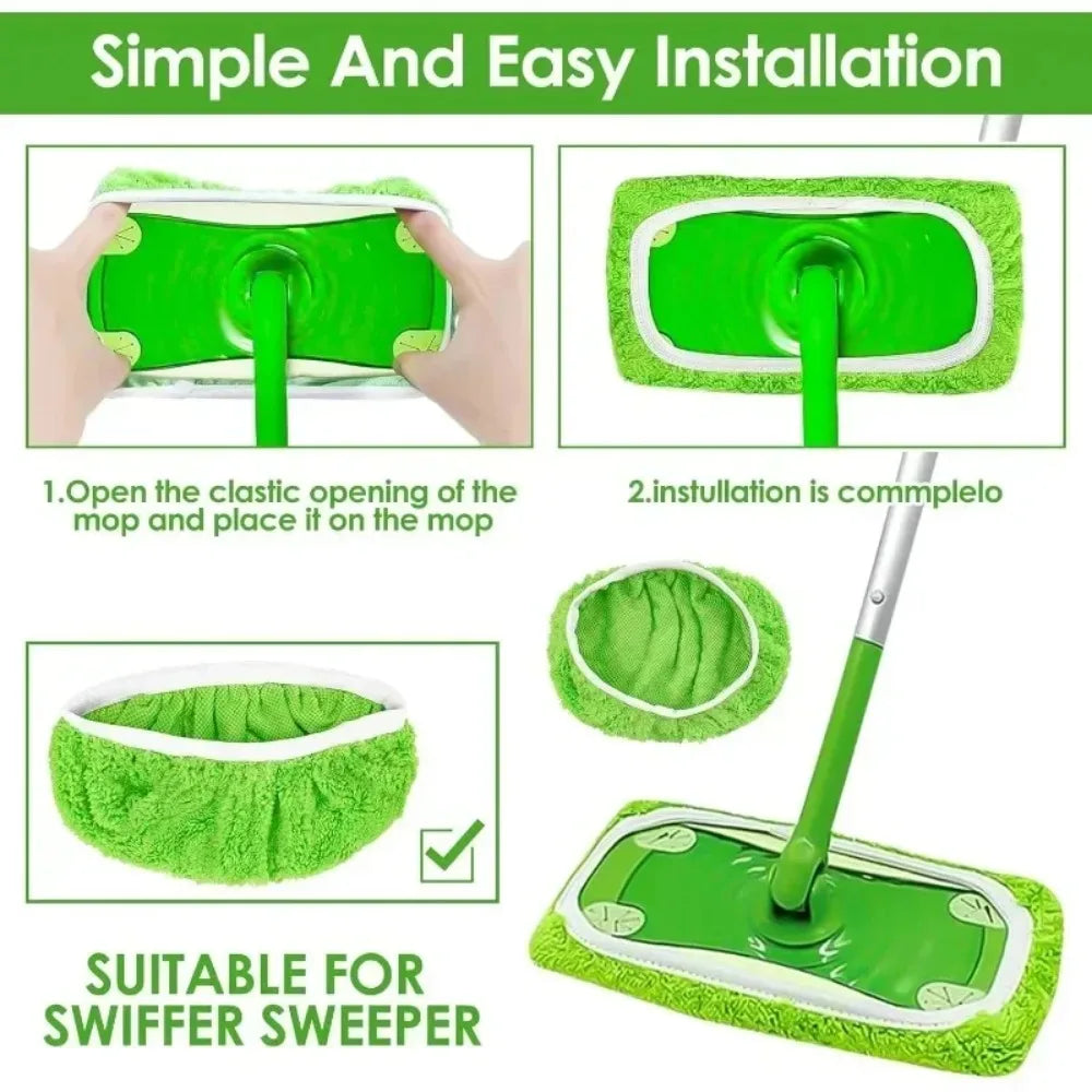 20/1PCS Reusable Mop Head Replacement Covers Microfiber Floor Mop Pads Multifunctional Shoes Covers Household Cleaning Tools Quake