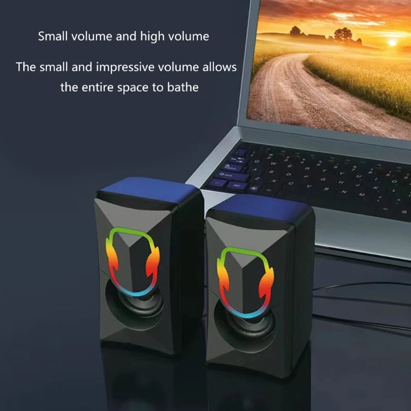 USB Speaker 3.5mm Port Desktop Stereoed Sound Music RGB Light Game Loudspeaker Sound Bar for PC Computer Laptops K1KF Quake