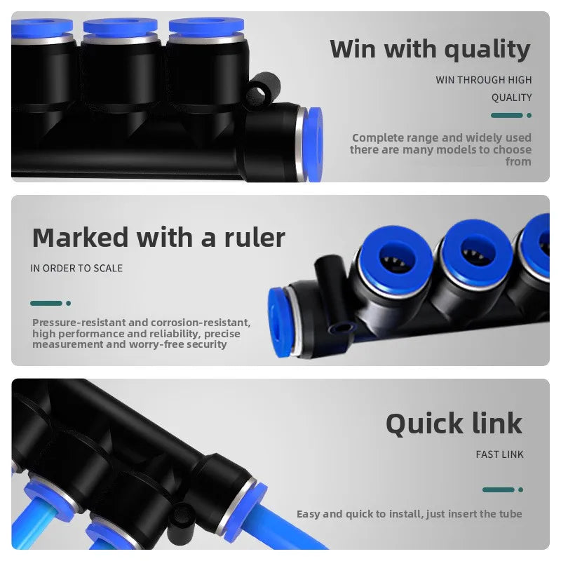 1Pcs PK Pneumatic tubing fittings: plastic push-in PK4, PK6, PK8, five-way outer diameter, PK10, PK12 Quake