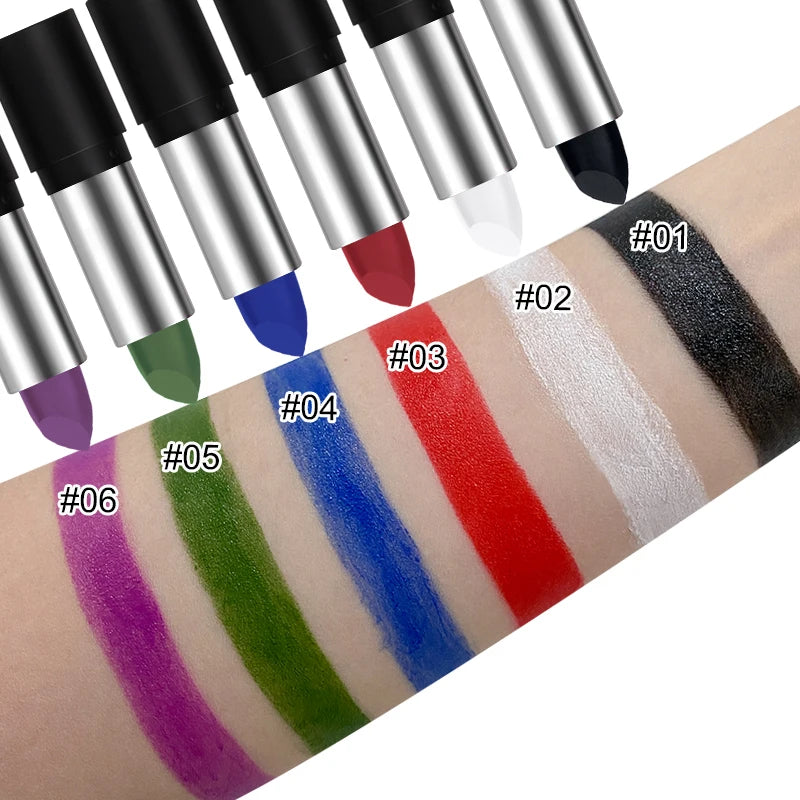 6 Colors Face Body Paint Stick Cream Eyeblack Tube Black Body Painting Blendable Sticks For Halloween Cosplay Joker Makeup Quake