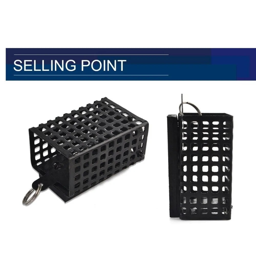 Square Shape Metal Feeder Wire Material 30g-100g Weight Bait Basket Holder Carp Fishing Sinking Freshwater Fishing Quake