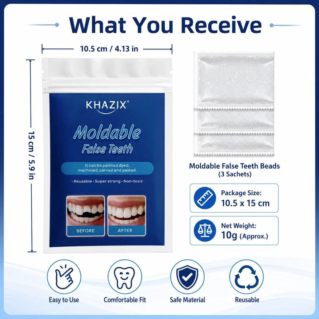 10g Temporary Teeth Beads DIY Cosmetic Smile Fix Moldable White Beads Easy to Shape for Natural-Looking Teeth Quake
