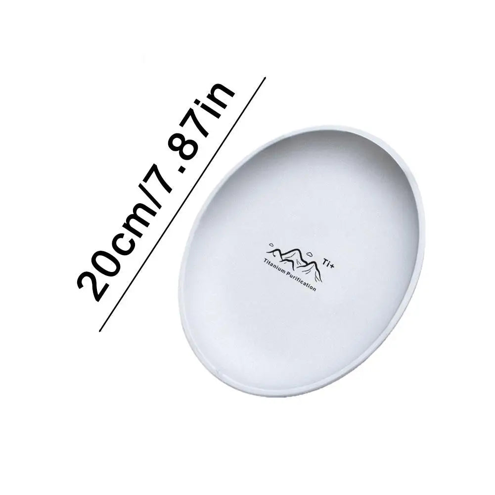 Titanium Camping Plate Multi-Purpose Creative Camping Plate For Barbecue Home Titanium Dinnerware Round Frosted Picnic Gear Quake 003