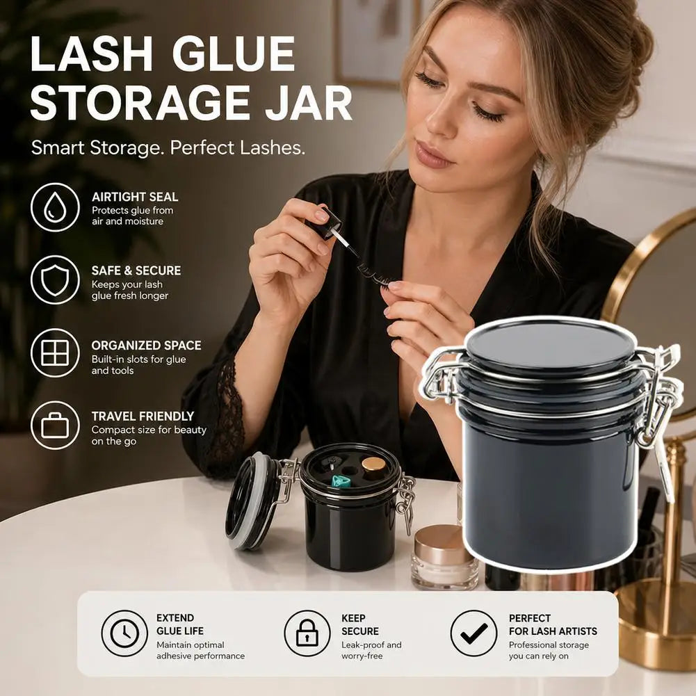 Portable Eyelash Glue Storage Tank Eye Lash Extension Organizers Activated Carbon Sealed Jar Leak Proof Container Cylinder Quake