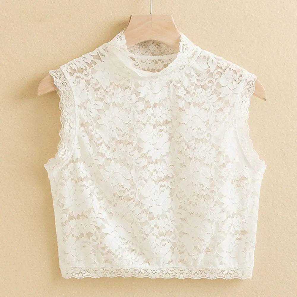 Vintage Floral Detachable Lace Fake Collar Sweater Decoration Blouse False Collar Collar Tie Quake White-XXL