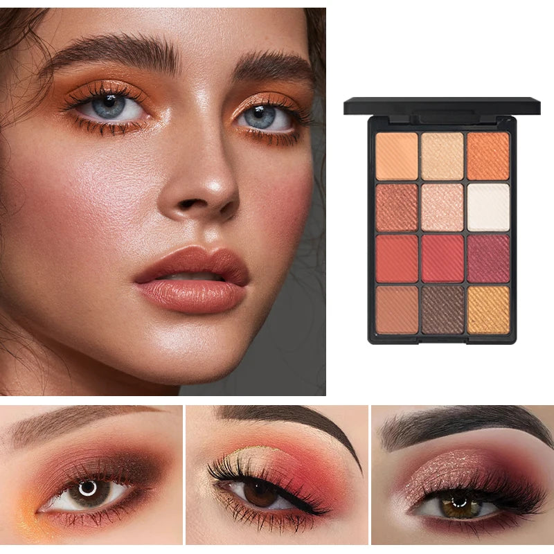 12-Color Glitter Eyeshadow Palette- Highly Pigmented,Long-Lasting Diamond Metal and Matte Shades for a Dazzling Eye Makeup Look Quake 05