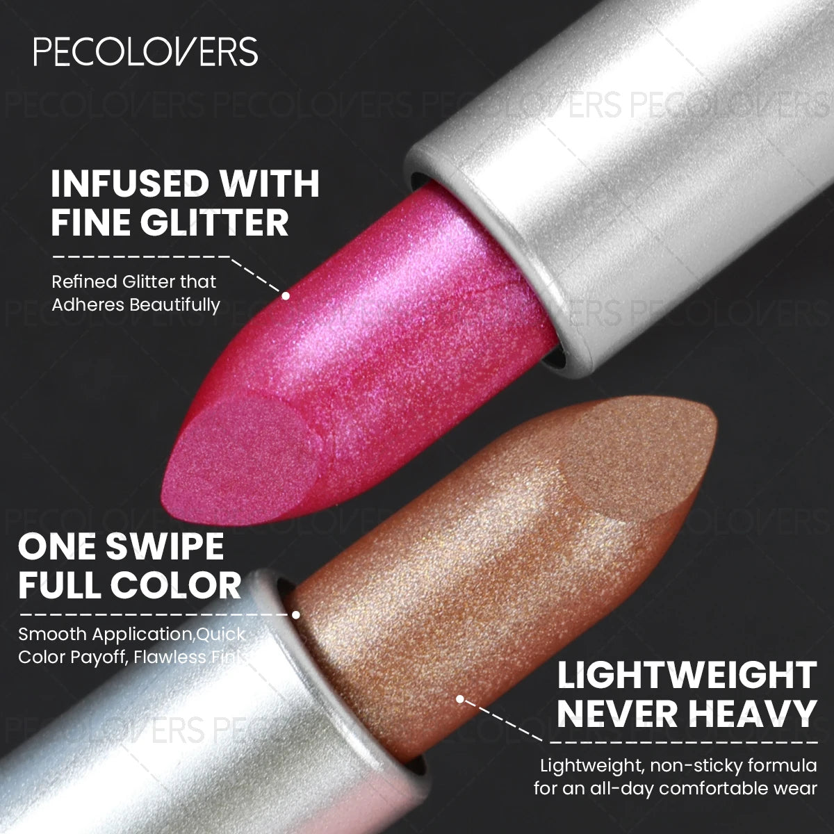 12 Pcs/set Elegant Glitter Lipstick for Woman, Shimmer Golden Pink Colors Tones, Sparkling Metallic Colos, All Light Beige Types Quake