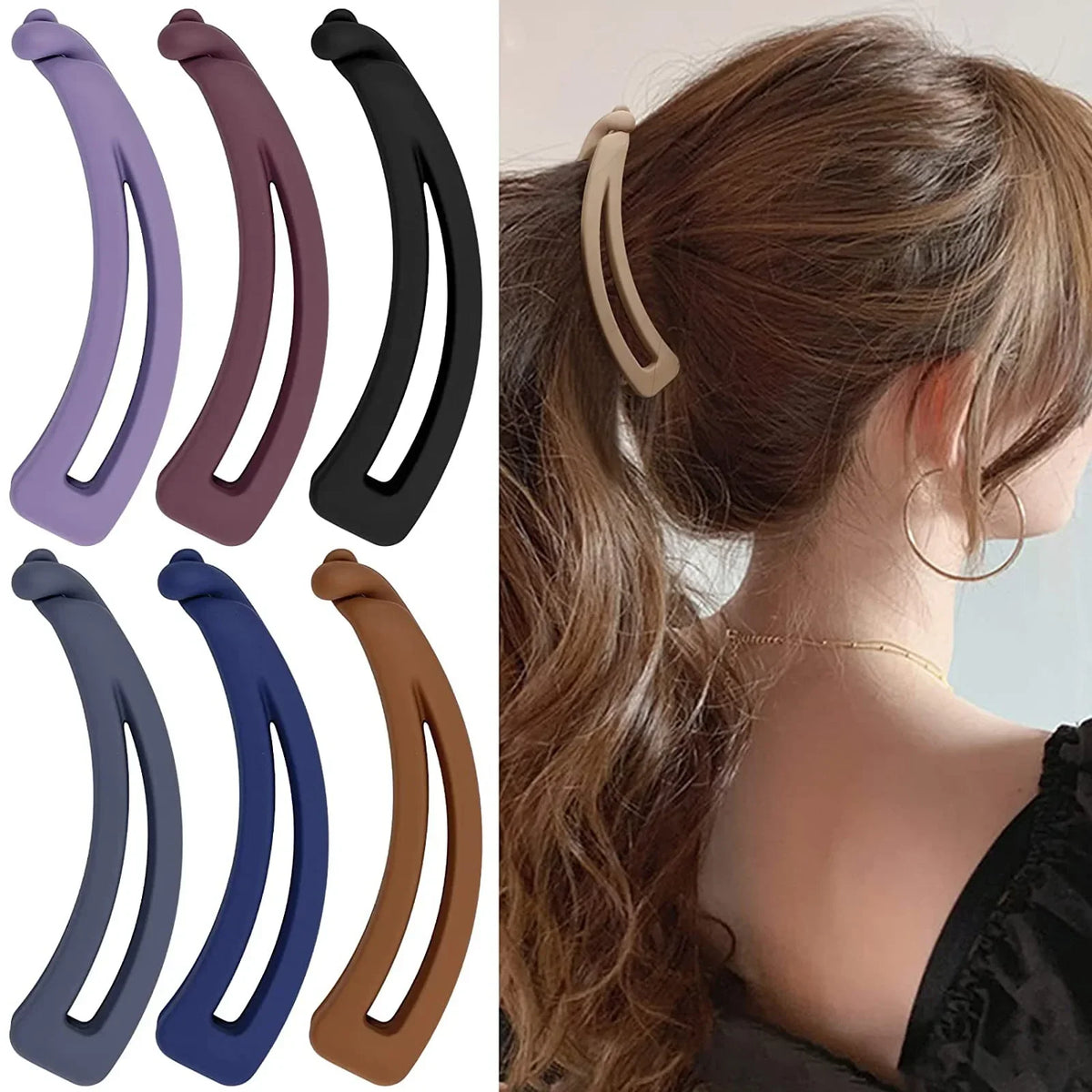 Matte Vintage Banana Clip for Curly Long Straight Short Hair Claw Women Girls Hair Styling Ponytail Holder Hairpin Clamp Grip Quake