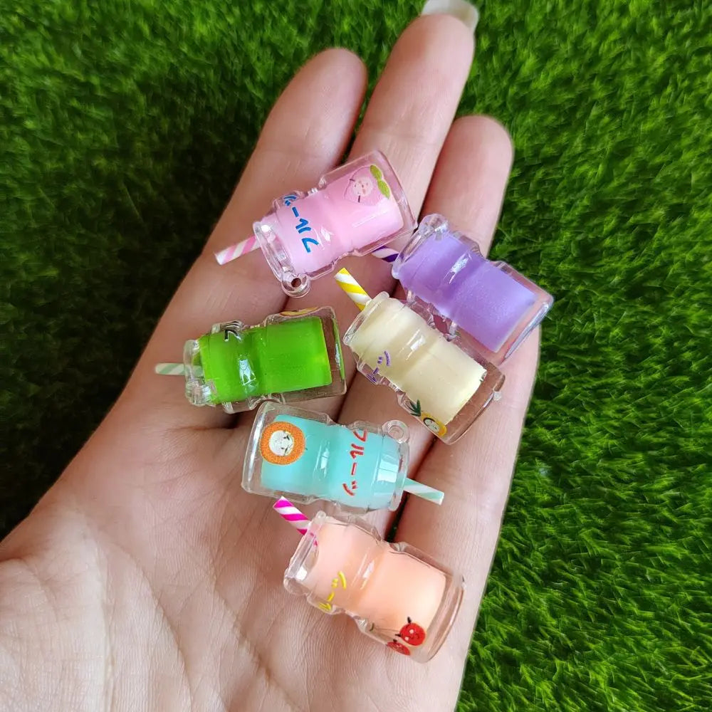 20pcs Cartoon Bear Sippy Cup Resin Flatback Cabochon Simitation Food Milk Bottle Art Supply Decoration Charm Accessories Quake