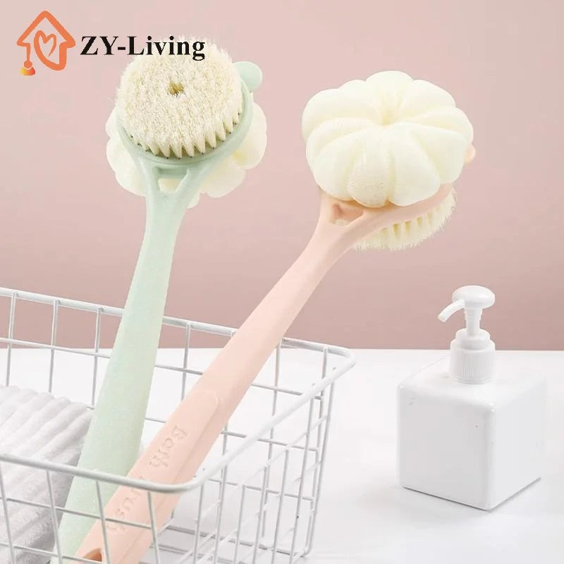 1Pcs Long Handle Bath Brush Double-Sided Scrubbing Shower Towel Back Scraper Detachable Strong Bath Soft Bristle Washing Brush Quake