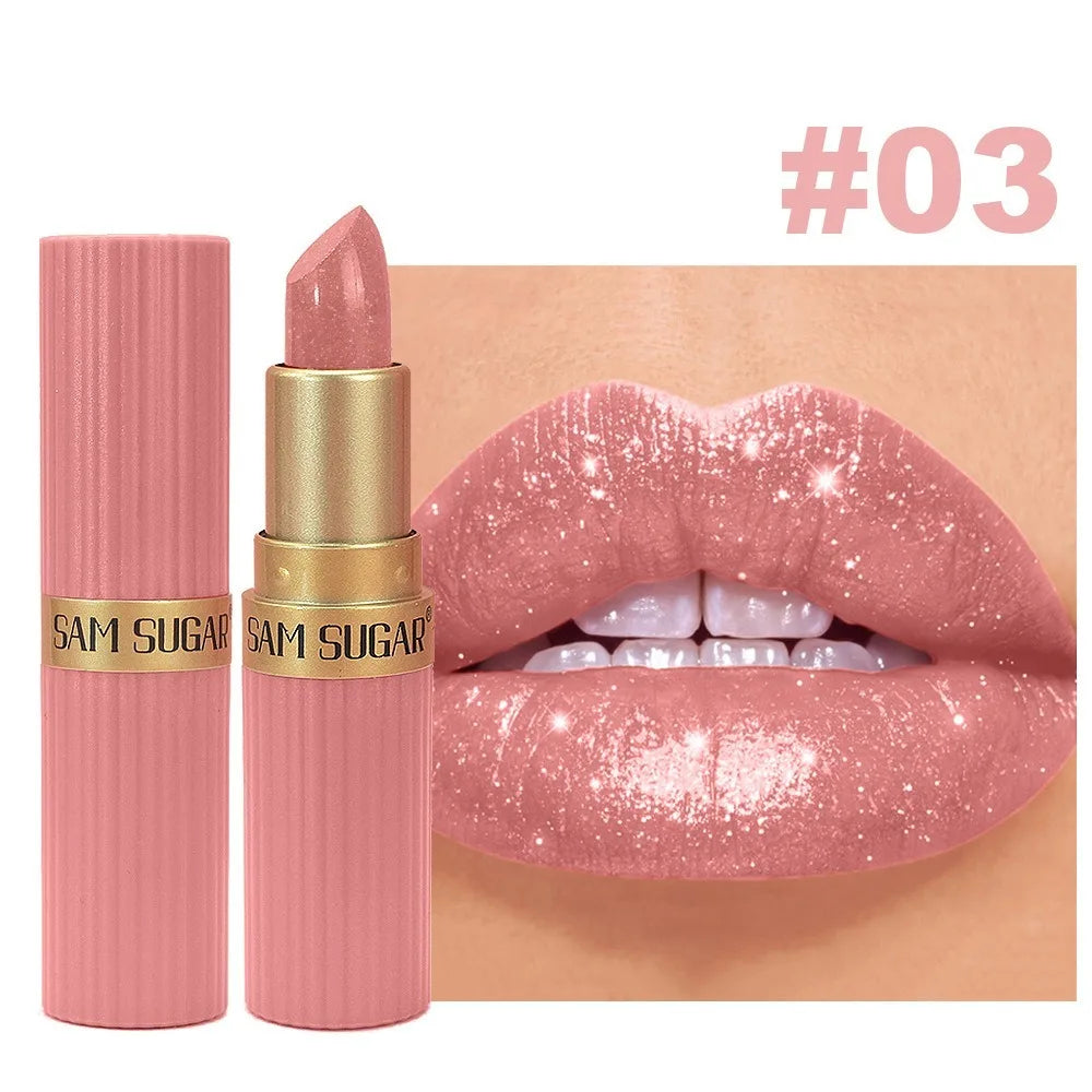 New Waterproof Glitter Lipstick Long Lasting Non-Fade Lip Gloss Chocolate Brown Lipstick Cosmetics Quake 03