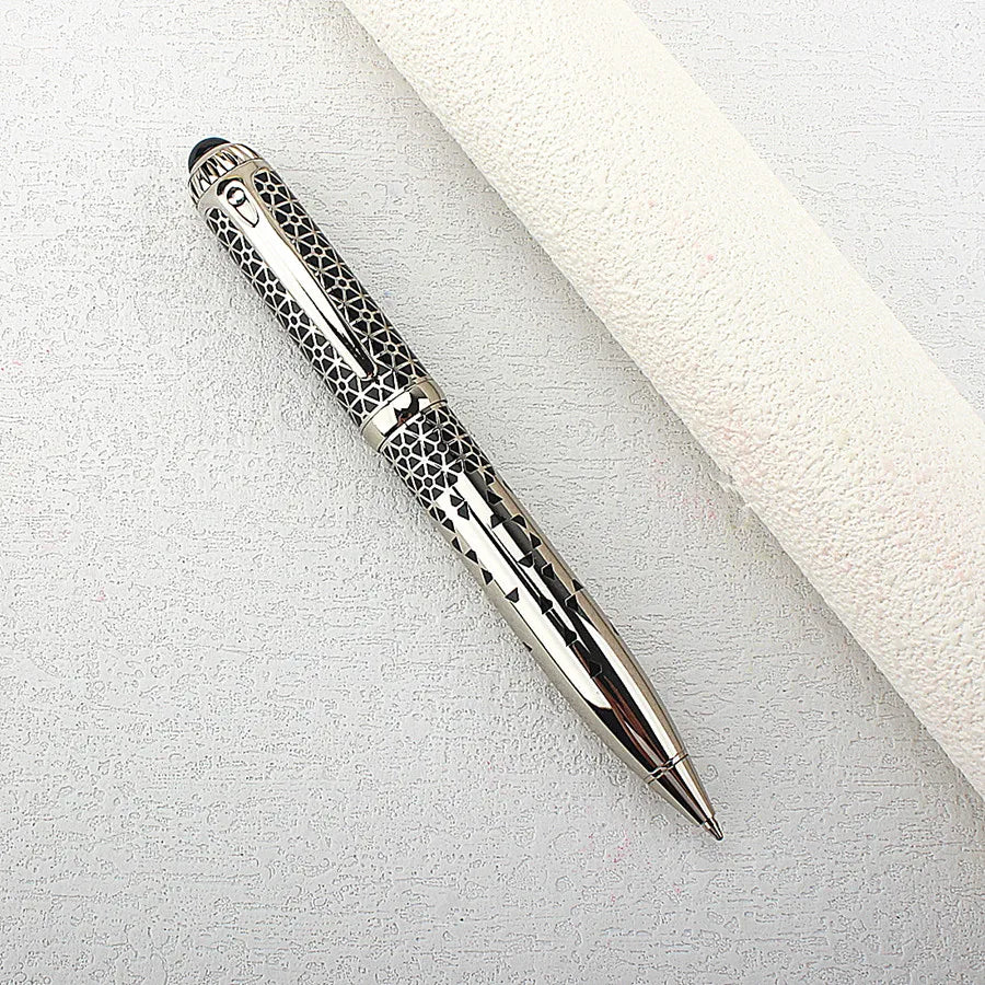 Luxury Business Blue Big Size Metal Rollerball Pen / Ballpoint Pen Silver Clip Blue Ink for Writing Office Writing Gift Pen Quake 148-15