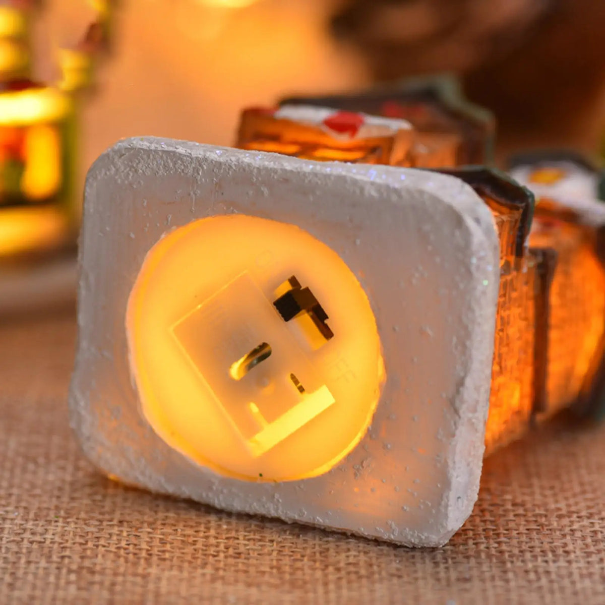 Light up Christmas Village House Decoration Miniature Landscape Desktop Ornament Quake