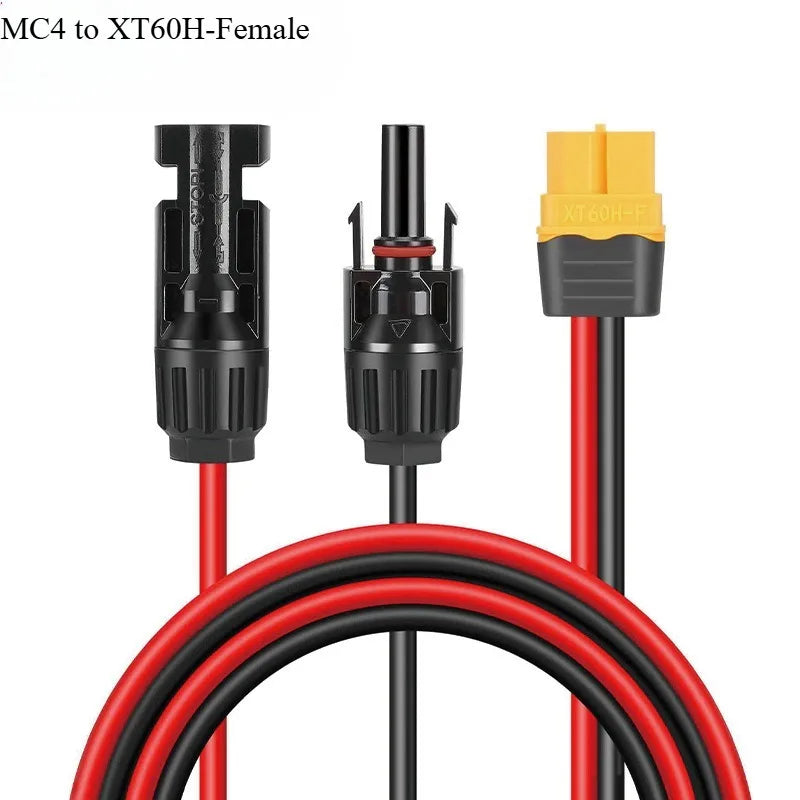 MC4 Solar Adapter Expansion Cable 12AWG Multiple‑Plug Connector Cord for Domestic Solar Power Plant PV Panel Wiring Quake MC4 to XT60H-F 12AWG 5M