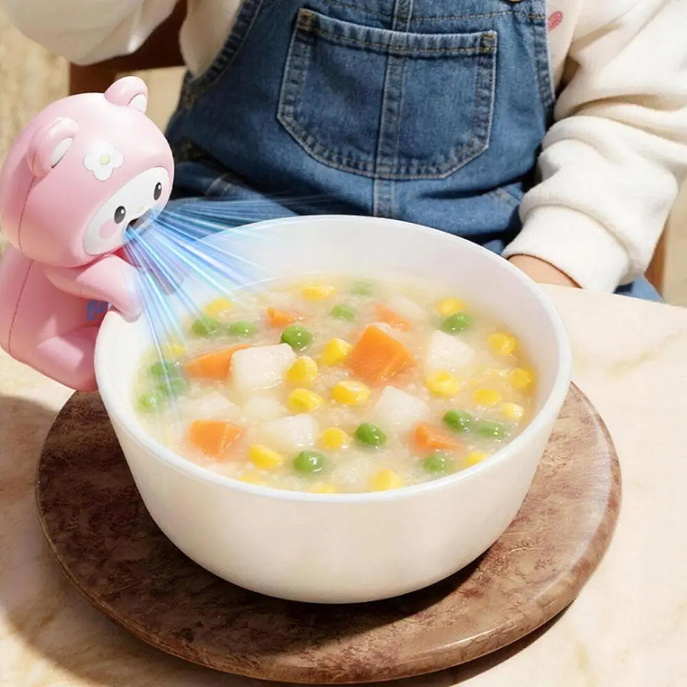 Portable Cup Clip Fan Cartoon Animal Food Cooling Fan with Lanyard for Hot Drinks Porridge Office Desk Home Dining Quake