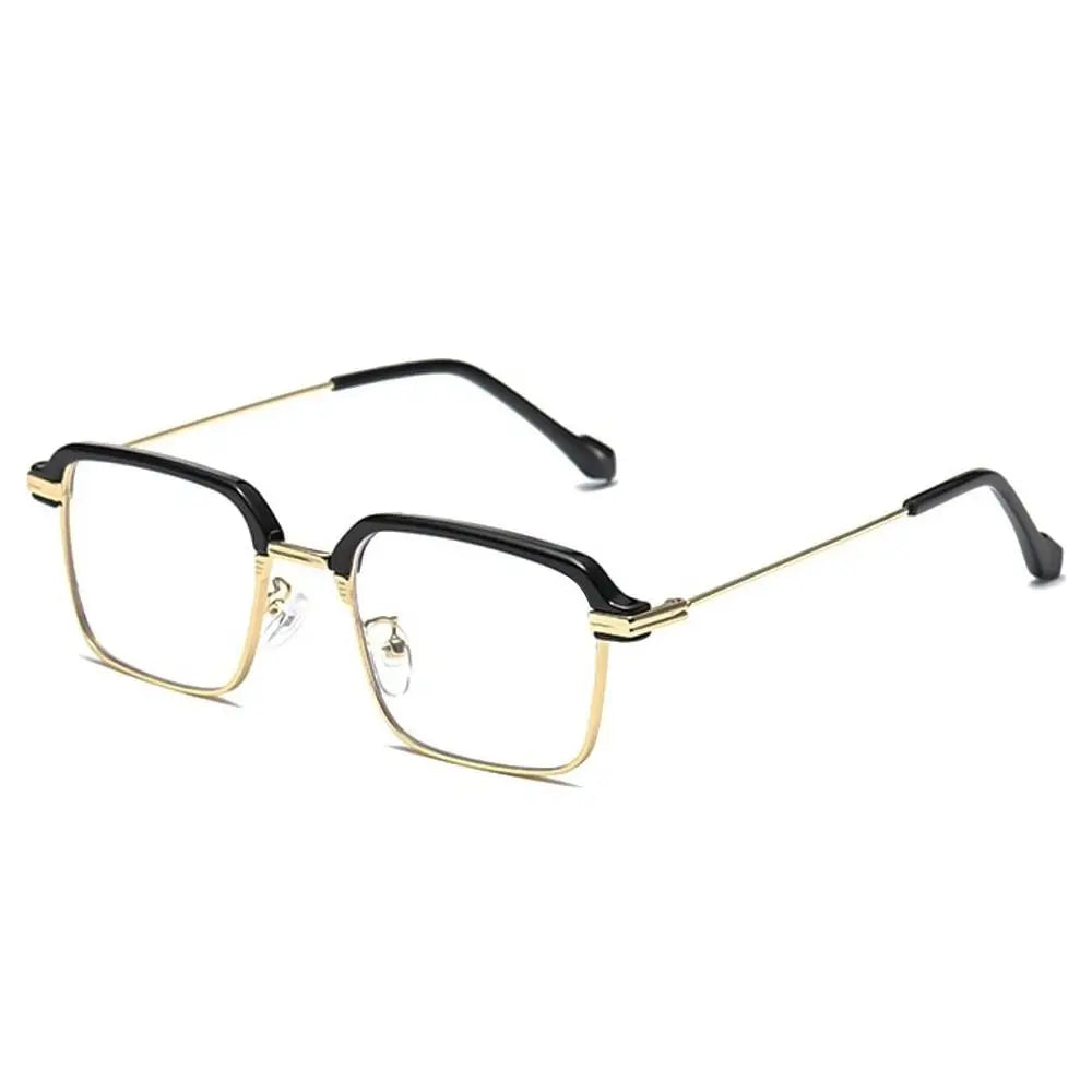 Anti-Blue Light Reading Glasses Fashion Classic Metal Half-frame Readers Eyewear Men Women Eye Protection Presbyopia Eyeglasses Quake black gold +100